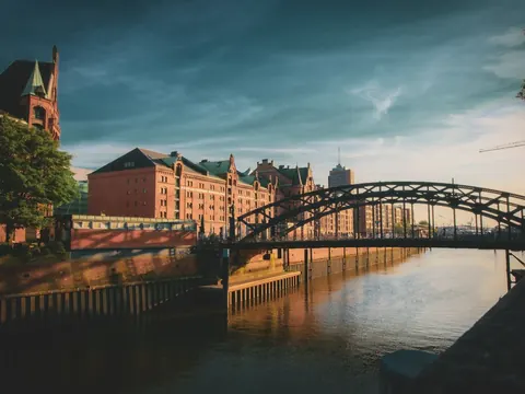 Speicherstadt in Hamburg im Abendlicht